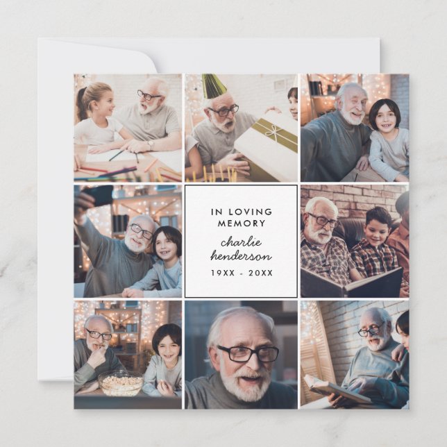 Modern Kärlek & tack, 20-foto-begravning/Bereaveme Tack Kort (Framsida)