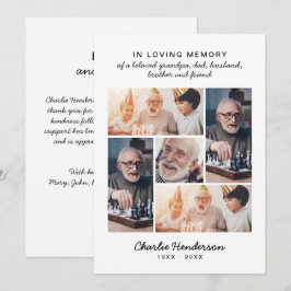 Modern kärlek & tack 5-foto begravning/sorg kort