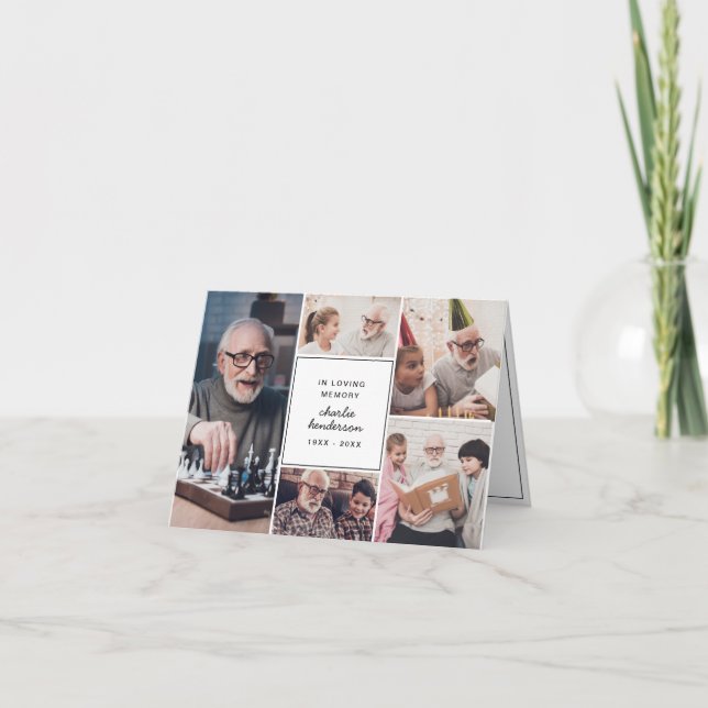 Modern Kärlek & tack 7-foto-begravning/Bereavement Kort (Framsida)