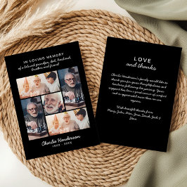 Modern kärlek & Tacksamhet 5-Foto Begravning/Sorg Tack Kort