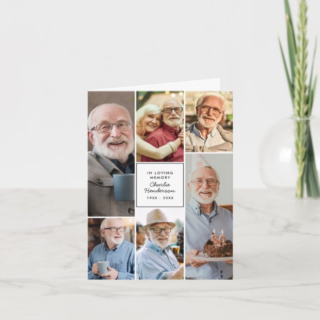 Modern Kärlek & Tacksamhet 8-Foto Sorg Kondoleanse Tack Kort (Framsida)