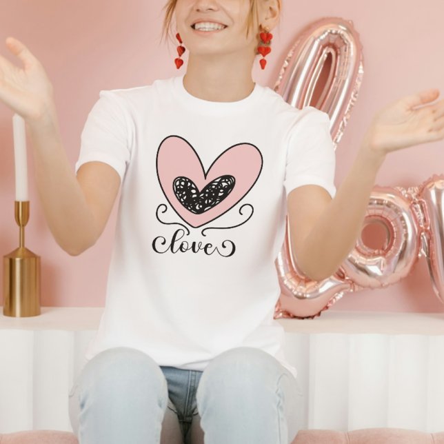 Modern Kärlek Typography Cute Hearts Valentines da T Shirt (Skapare uppladdad)