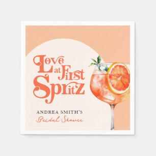 Modern kärlek vid första spritz Retro bröllopsfest Pappersservett