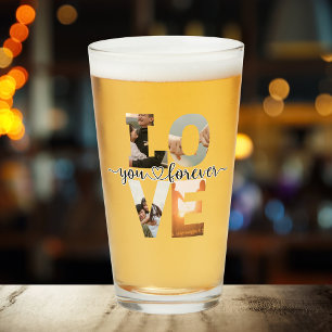 Modern Kärlek You Forever Photo Collage Beer Glaskopp