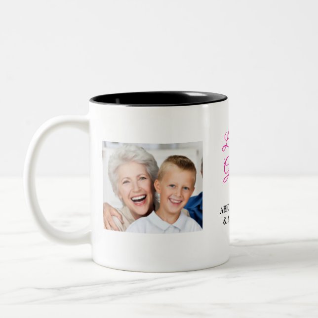 Modern "Kärlek you Grandma" 2-Foto Två-Tonad Mugg (Vänster)