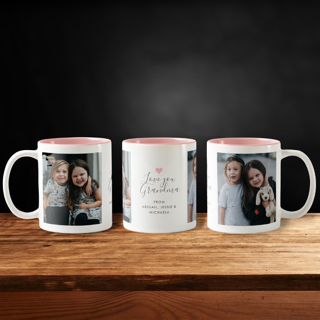 Modern "Kärlek you Grandma" 2-Foto Två-Tonad Mugg (Skapare uppladdad)