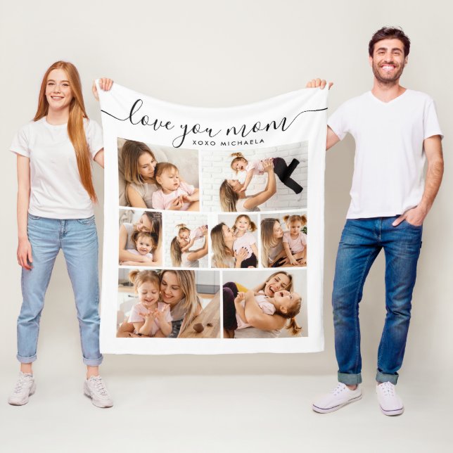 Modern Kärlek You Mamma/Morsa/Mamma 8-Photo Collag Fleecefilt (På plats)