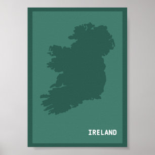 Modern Karta i Irland / Éire Irish Emerald Isle Poster