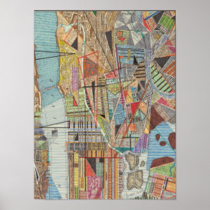 Modern Karta i New York I 2 Poster