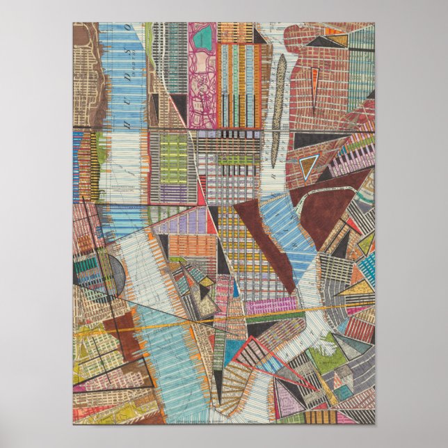 Modern Karta i New York II Poster (Framsidan)