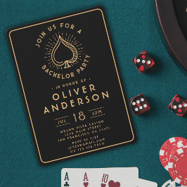 Modern kasino Bachelor Party Poker Card | Svart Inbjudningar