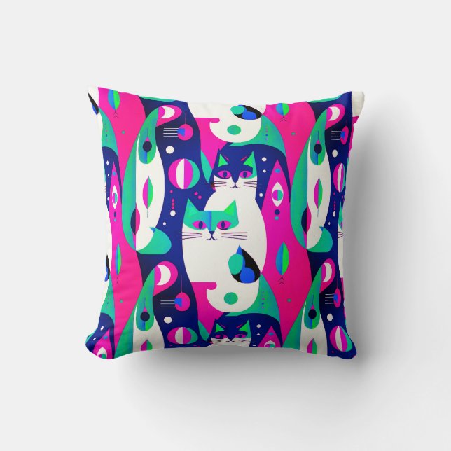 Modern kateter i mitten av århundradet på Mörk blå Kudde (Framsida)