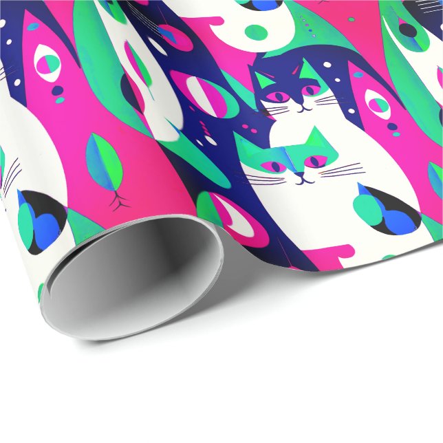 Modern kateter i mitten av århundradet på Mörk blå Presentpapper (Rullad Hörn)