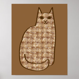 Modern katt, beige och lätt brun i mitten av århun poster