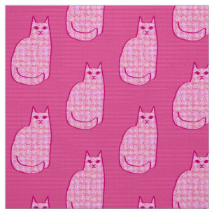 Modern katt, Fuchsia och Ljusare rosa Tyg