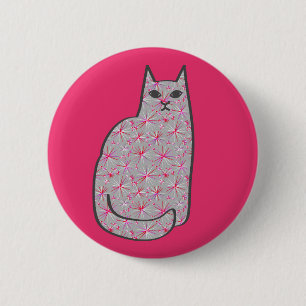 Modern katt, Grått/Grått och Rosa i mitten av århu Knapp