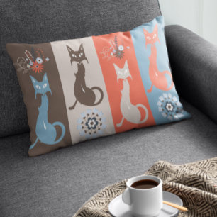 Modern katt i mitten av seklet Retro orangebrun Lumbarkudde