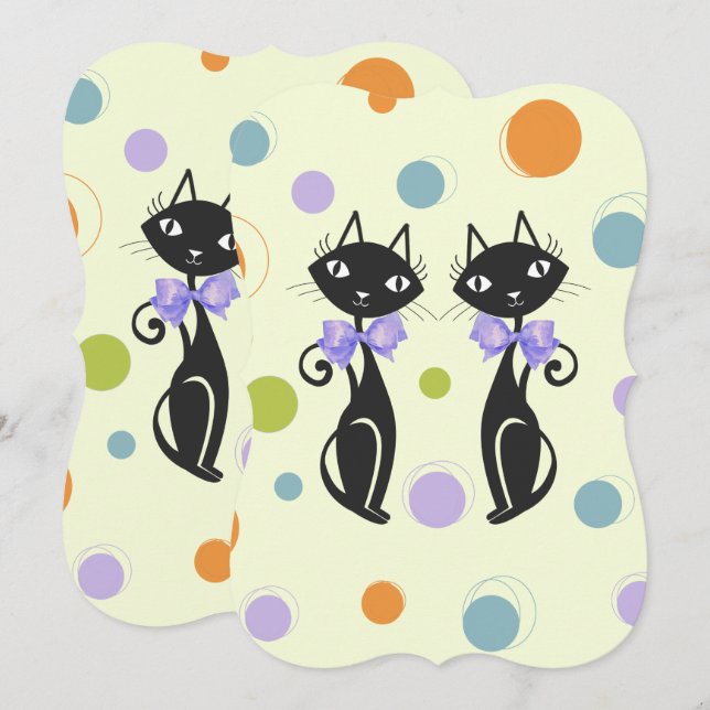 Modern katt i mitten inbjudningar (Fram/baksida)