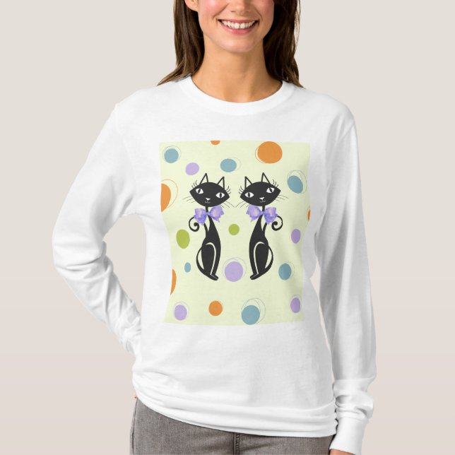 Modern katt i mitten t shirt (Framsida)