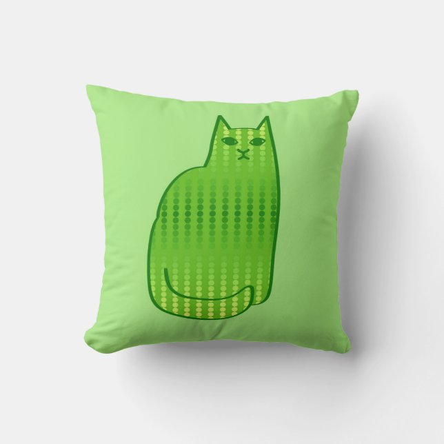 Modern katt-, kalk- och Emerald-Grönt i mitten av  Kudde (Framsida)