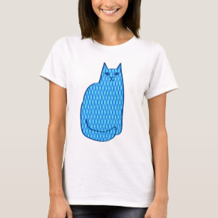Modern katt, kobolt och ljusblå mitt i århundradet tee