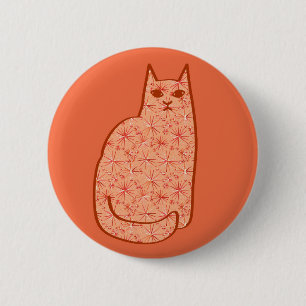 Modern katt, korallad och vit Orange i mitten av å Knapp