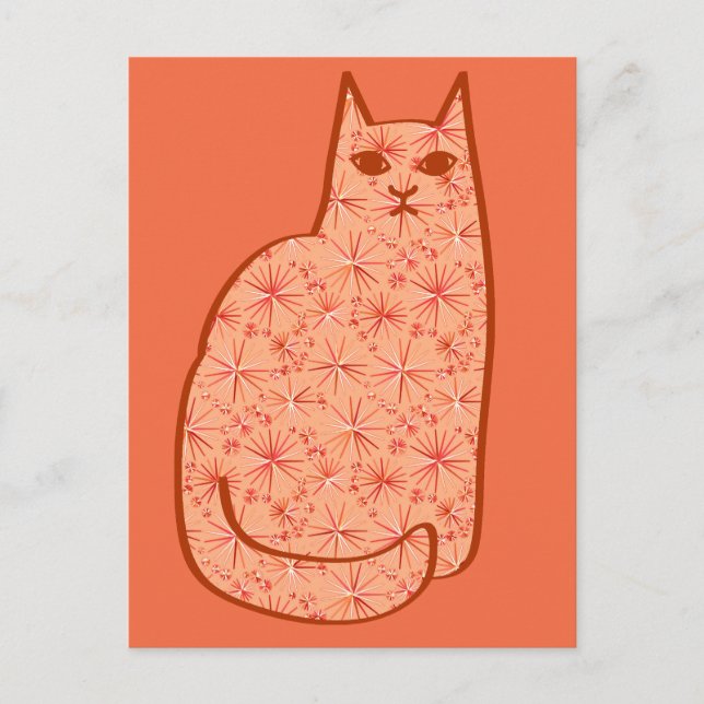 Modern katt, korallad och vit Orange i mitten av å Vykort (Framsida)