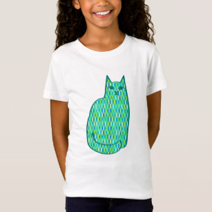 Modern katt-, mynnings- och limgrön i mitten av år t shirt