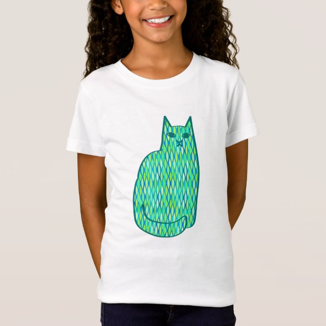 Modern katt-, mynnings- och limgrön i mitten av år t shirt (Framsida)