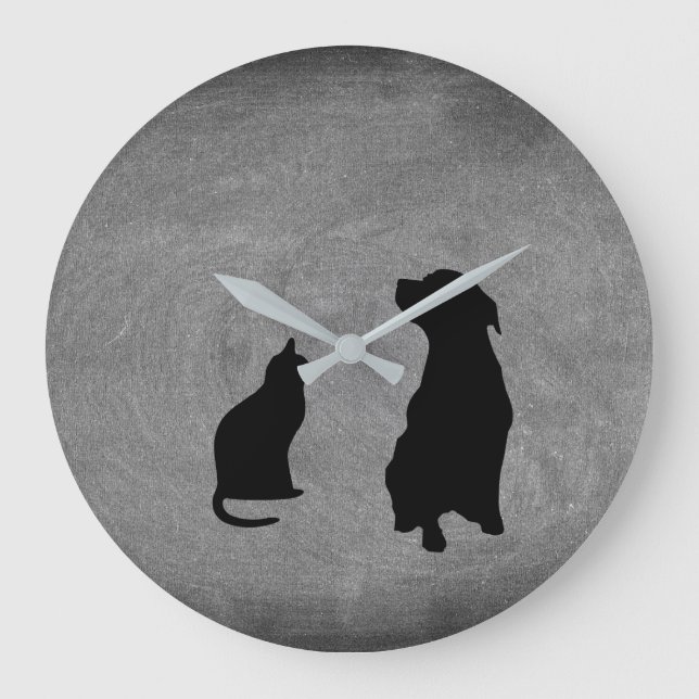 Modern katt och hund. Silhouettes-husdjur på alkbo Stor Klocka (Framsida)