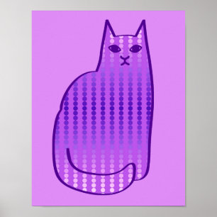 Modern katt, orkidé och Lila i mitten av århundr Poster