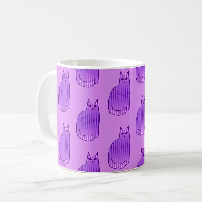 Modern katt, orkidé och Lila i mitten av århundrad Kaffemugg (Framsida vänster)