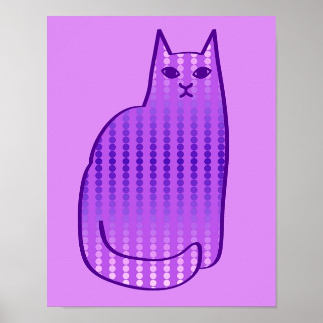 Modern katt, orkidé och Lila i mitten av århundrad Poster (Framsidan)