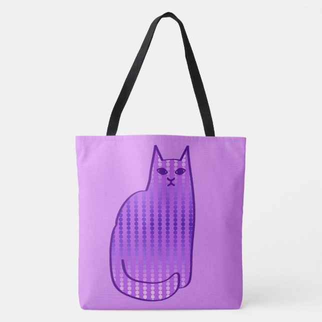 Modern katt, orkidé och Lila i mitten av århundrad Tygkasse (Framsida)