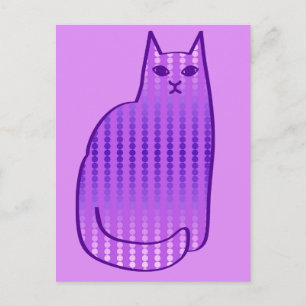 Modern katt, orkidé och Lila i mitten av århundrad Vykort
