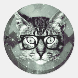 Modern katt runt klistermärke