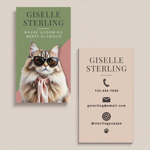 Modern kattgrooming professionell visitkort