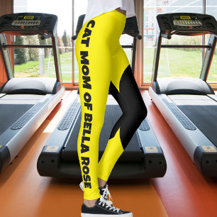 Modern kattmamma husdjursnamn gul svart specialdes leggings