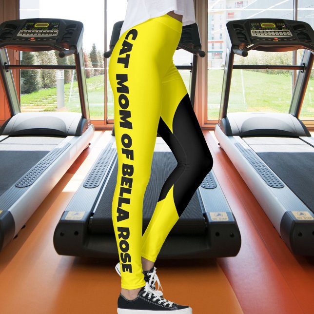 Modern kattmamma husdjursnamn gul svart specialdes leggings (Skapare uppladdad)