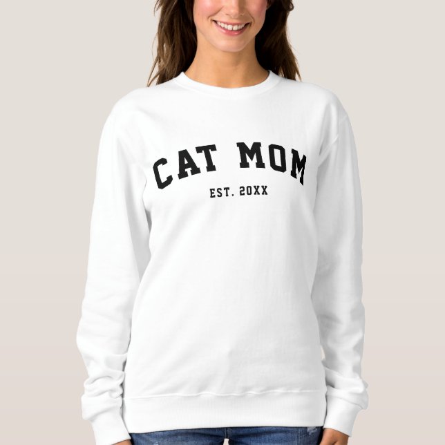 Modern kattmamma sport universitets- t shirt (Framsida)