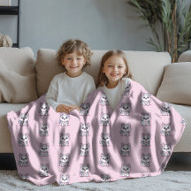 Modern Kawaii Husky Valp Rosa Mönster