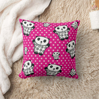 Modern Kawaii Panda Björn Rosa Tjej Prickig Kudde