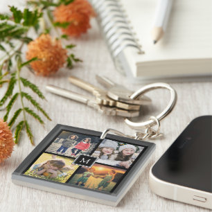 Modern keepsaké-familjens fotokollage monogram