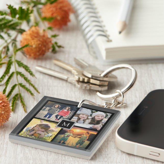 Modern keepsaké-familjens fotokollage monogram (Högra Framsidan)