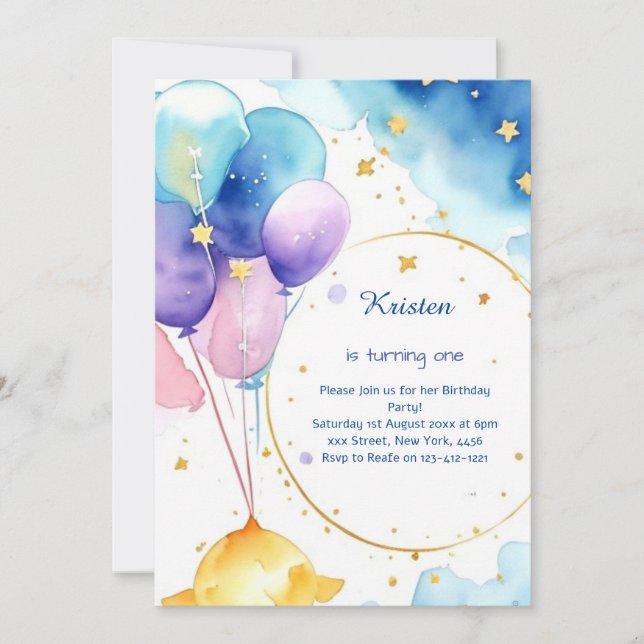 Modern kelestial Astro Birthday Inbjudningar (Framsida)