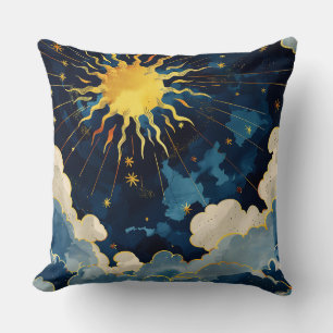 Modern kelestial Sol Stars och Blue Clouds Kudde