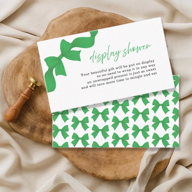 Modern Kelly Green Coquette Bow Display Shower Tilläggskort (Skapare uppladdad)