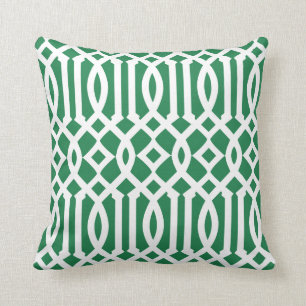 Modern Kelly Grönt och White Trellis Mönster Kudde
