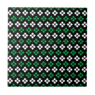 Modern Kelly Grönt & White Argyle Mönster på Bl Kakelplatta