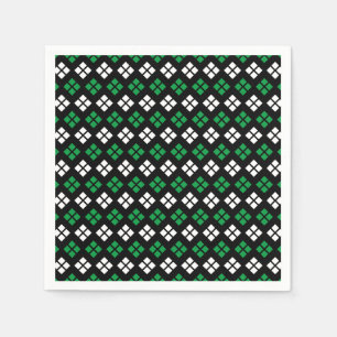 Modern Kelly Grönt & White Argyle Mönster på Black Pappersservett